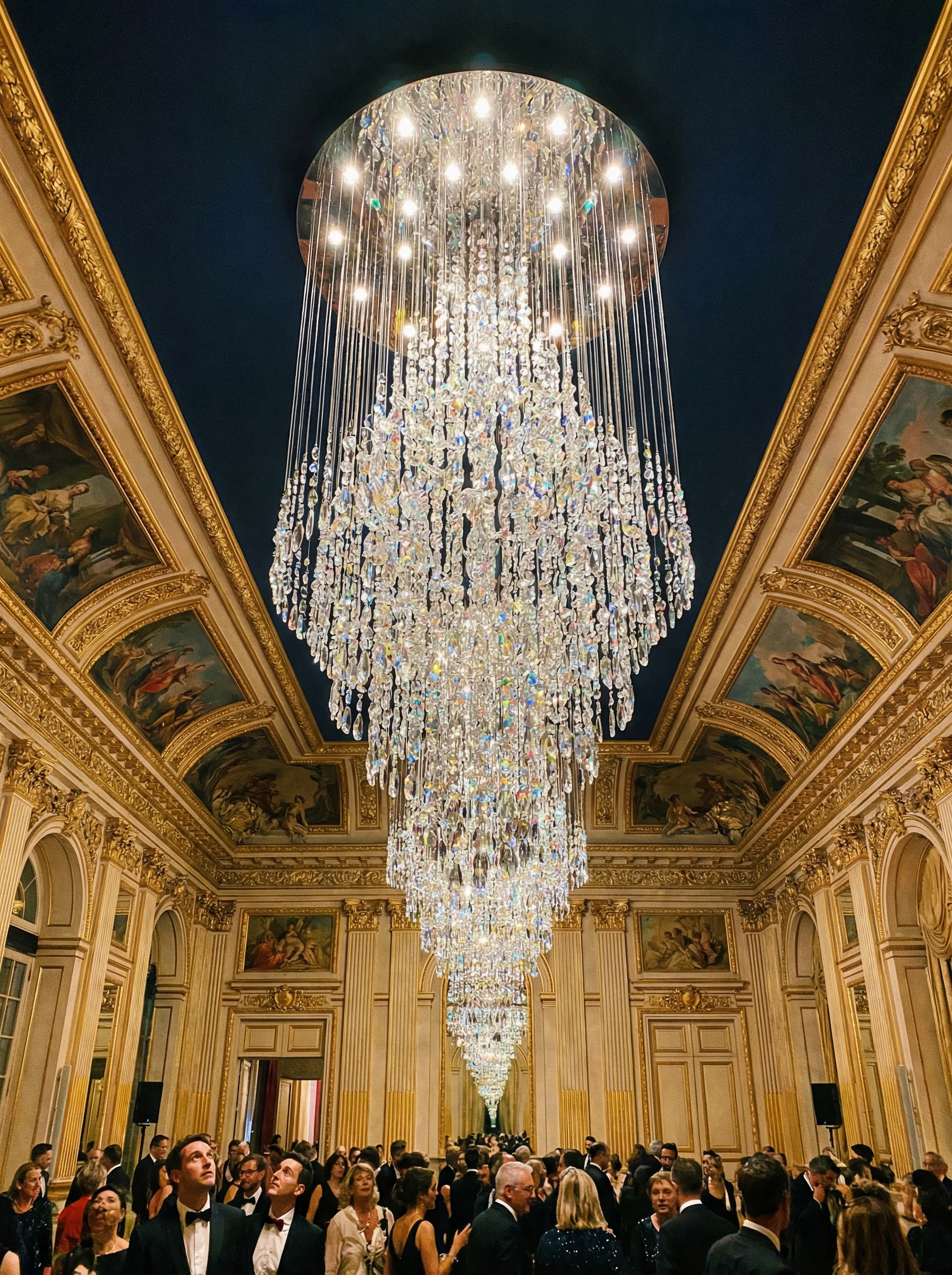 瀑布式水晶吊灯，为 真人百家乐 贵宾厅增添奢华气息